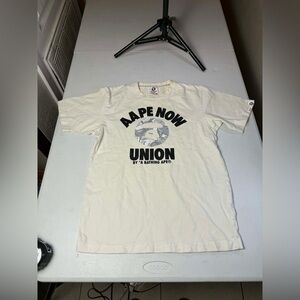 Aape by A Bathing Ape logo union t-shirt in off white Sz s